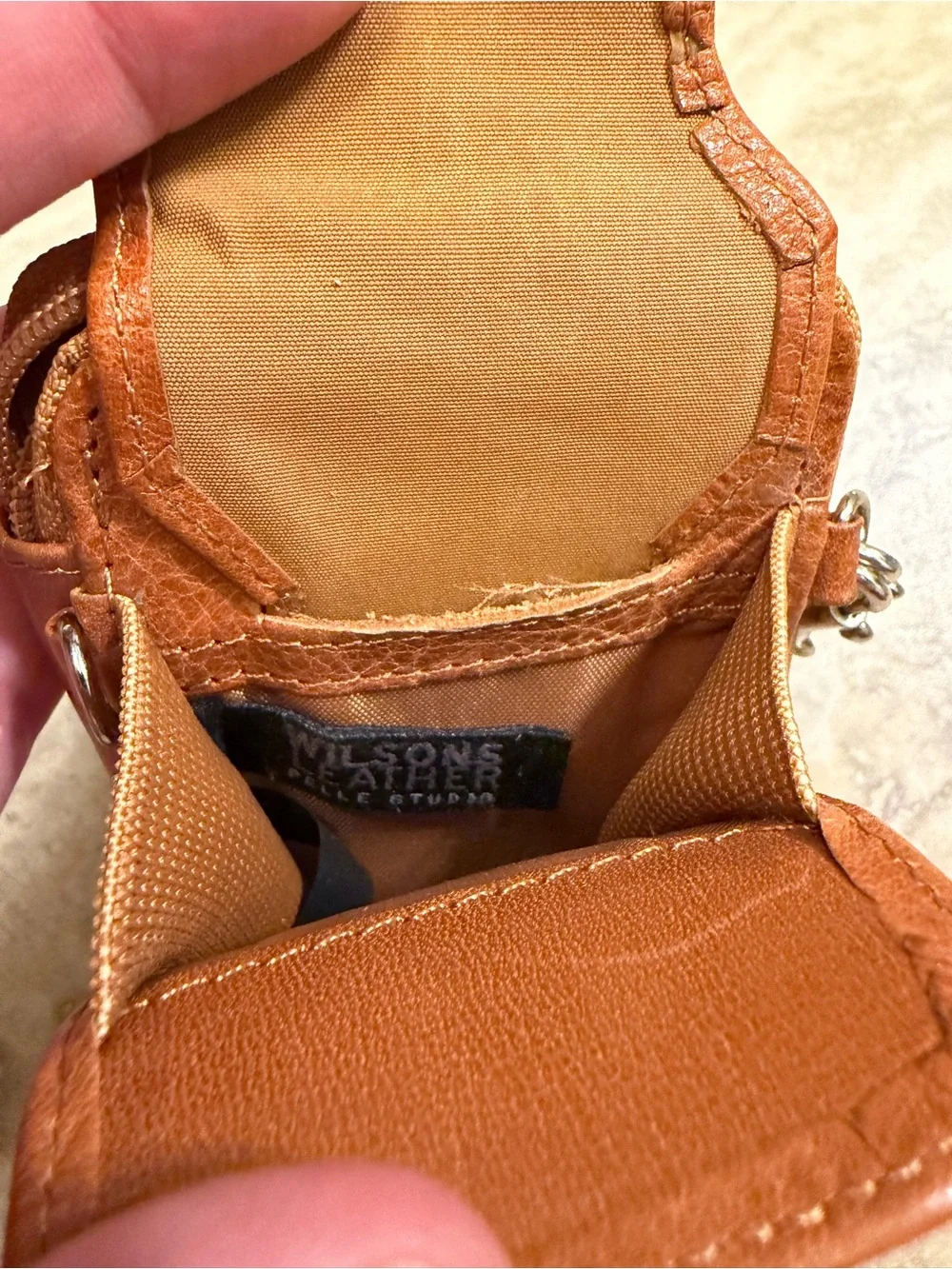 Wilsons Leather Tan Leather Wristlet Phone Pouch